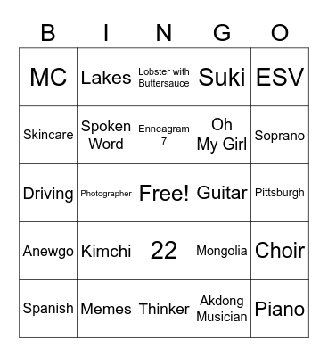 version 3 Bingo Card