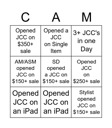 MARCH CAM Week 2 Bingo Card