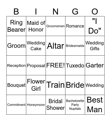 Katie's Wedding Shower Bingo Card