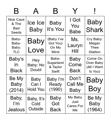 Laura's Baby Bingo Card