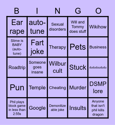 This youtuber made this bingo card STUPIDLY funny Bingo Card