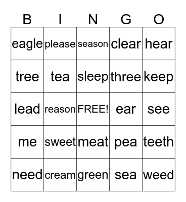 Sweet Treats Bingo Card