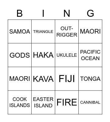 Polynesia Bingo Card