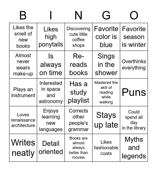 Ravenclaw Bingo Card