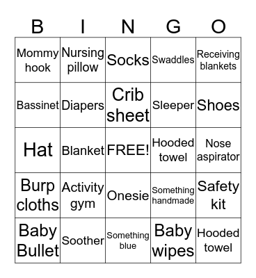 Baby Bingo Card