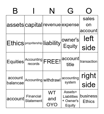 Accounting Bingo Card