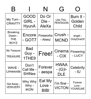 @sungieshine Bingo Card