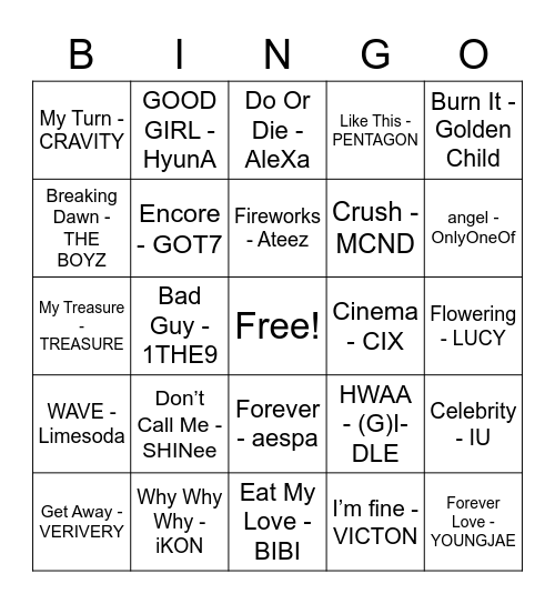 @sungieshine Bingo Card