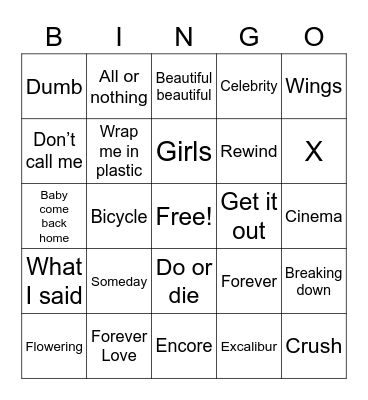 @_zkdlininibear Bingo Card