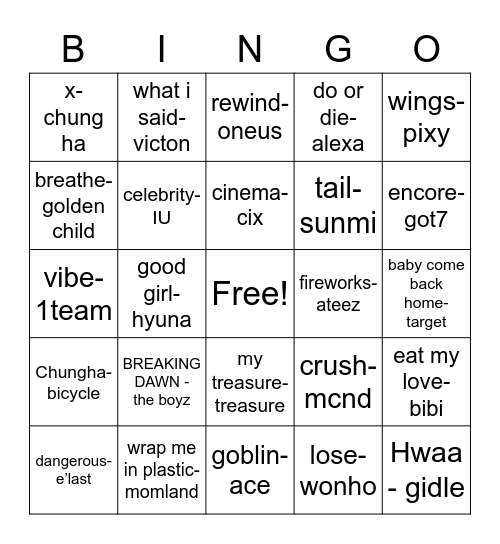 @sugahoney0613 Bingo Card