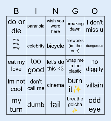 nxrnxsamxra23 Bingo Card