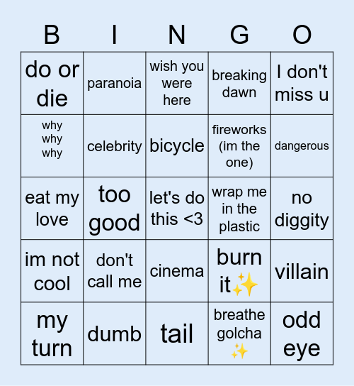 nxrnxsamxra23 Bingo Card