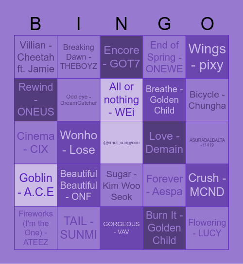 Jun's Bingo Card