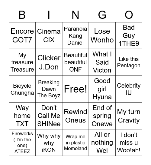 @purpleetaee12 Bingo Card