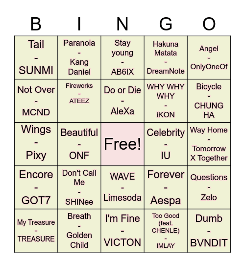 @CheKay_Erizen Bingo Card