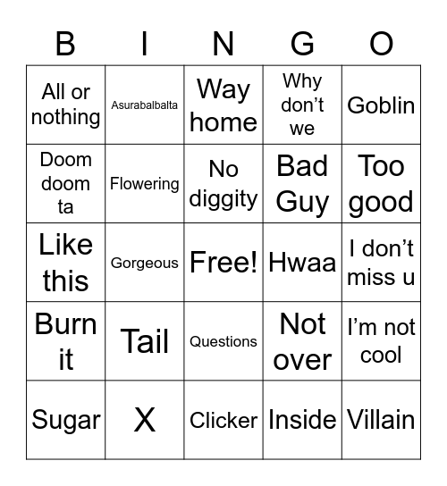 @xiumininibear Bingo Card