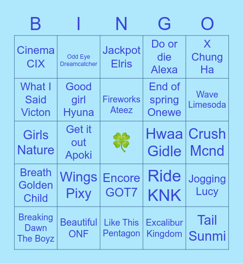 Witheexoo Bingo Card