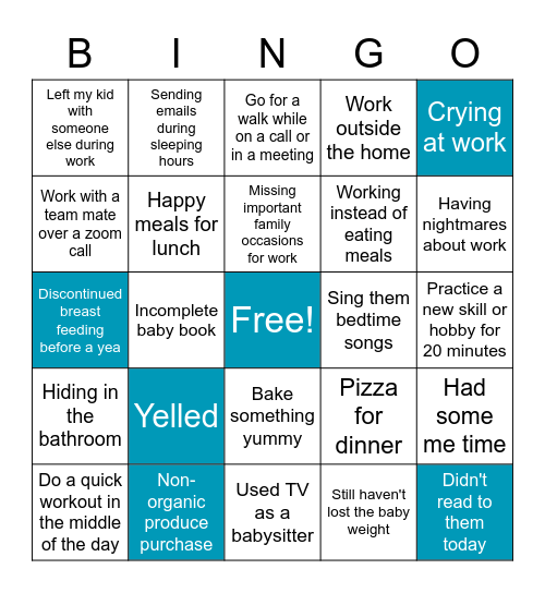 How Guilty are you? Bingo Card