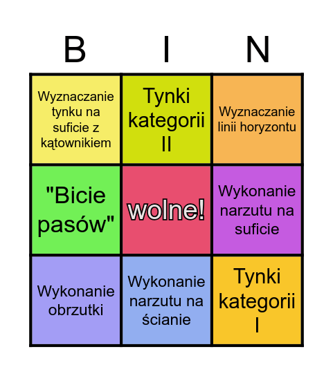 Tynki Bingo Card