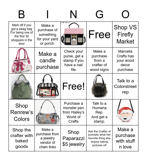 Shopping Therapy Craft & Vendor Show Bingo Card