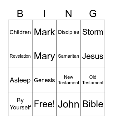 Bible Buddies Bingo Card