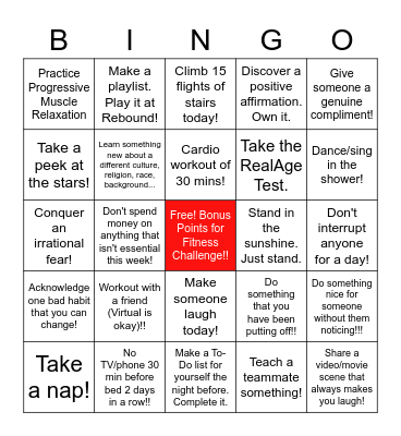 Wellness 2 Bingo Card