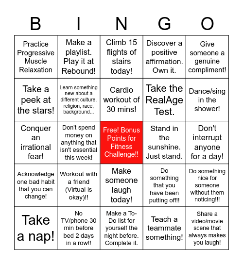 Wellness 2 Bingo Card