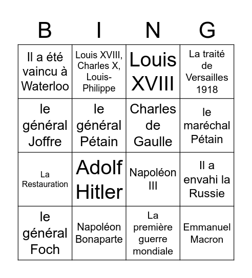 LOTO History 2 - F4 Bingo Card