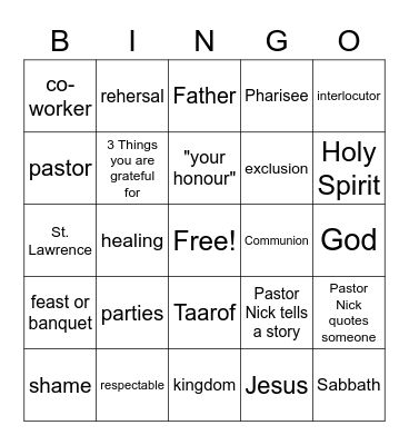 Sermon Bingo - Third Sunday of Lent Bingo Card