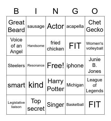 CJ Birthday Bingo Card