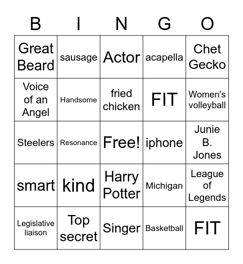 CJ Birthday Bingo Card