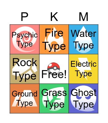 Pokemon Types Bingo Card