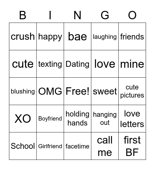 Dating Bingo Card