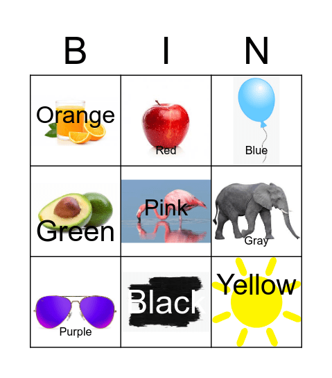 Colors! Bingo Card