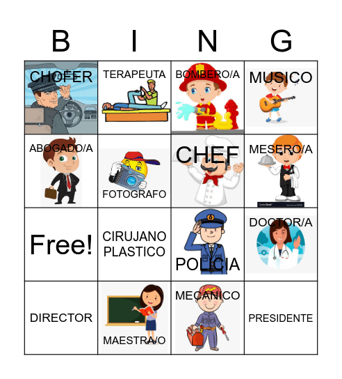 PROFESIONES Bingo Card