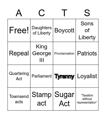 Social Studies Bingo Card