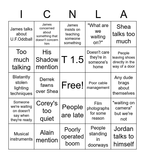 ICNLA Bingo Card