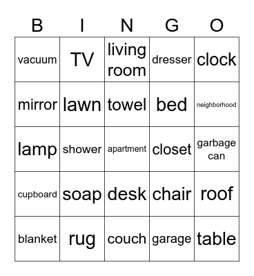 Household 1 Bingo Card