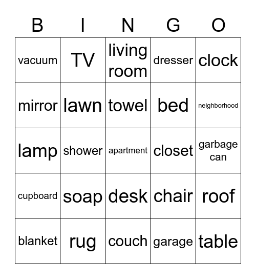 Household 1 Bingo Card