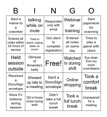 Turning Point Telework Bingo Card