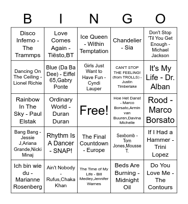 Volleybal Meiden Bingo Card