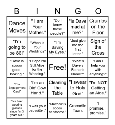 Salty Squares Bingo Card