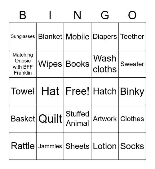 Emily & John's Baby Shower Bingo Card