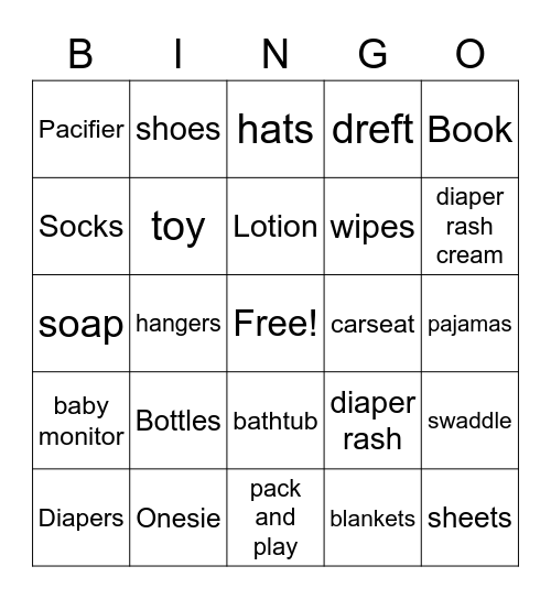 Baby Barrett Bingo Card