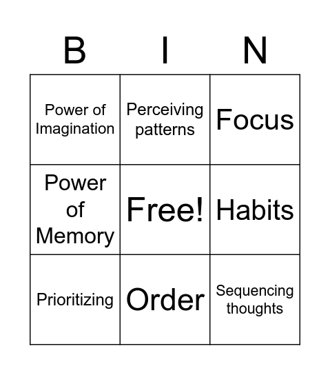 Habits of an orderly mind Bingo Card
