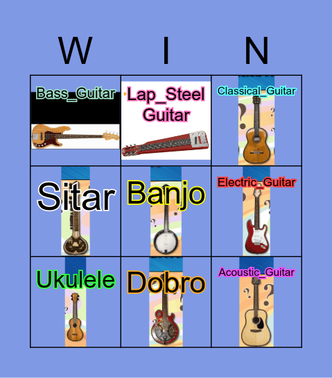 Guitars and Fretted Instruments Bingo Card