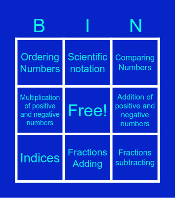 BIN MATH GO Bingo Card