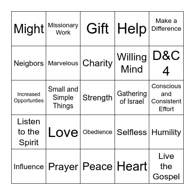 A Great Work Bingo Card