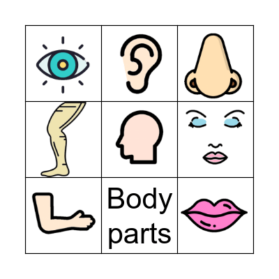 Body parts Bingo Card