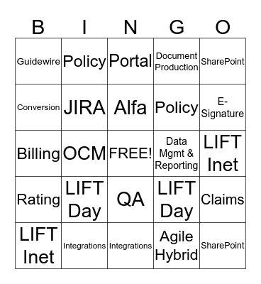 LIFT DAY Bingo Card